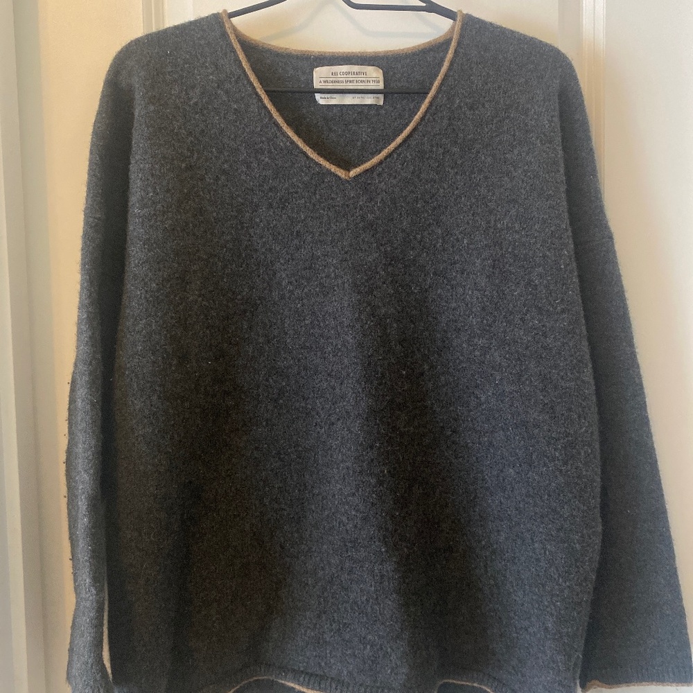 REI women's grey wool sweater